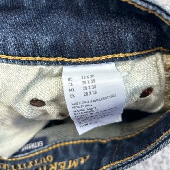 American Eagle Jeans Mens 28 x 30 Slim Straight Extreme Flex Casual Dark Wash - Picture 4 of 6